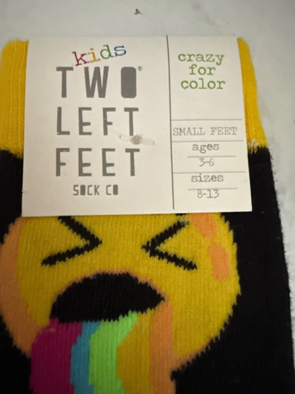 Two Left Feet Kids Crazy For Color Socks Small Feet Ages 3-6 Sizes 8-13 Rainbow